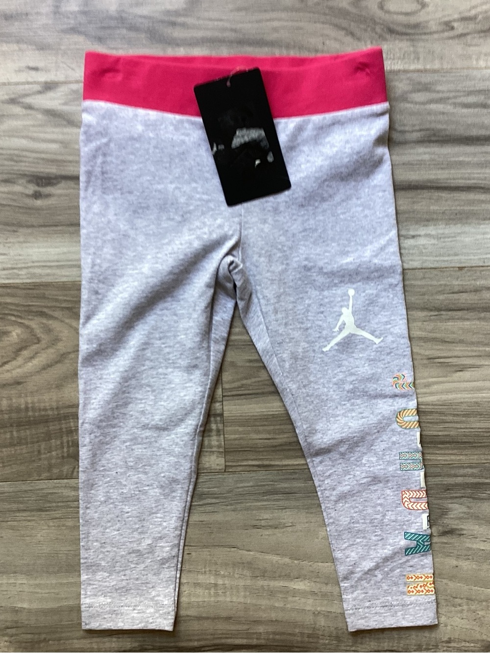Jordan girls Gray Leggings with Pink Waistband size 4(NWT) ~NO OFFERS~